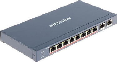 Hikvision ds-3e0310hp-e pro-serie 8 poort fast ethernet smart unmanaged poe switch met 1x hi-poe en 2x rj45