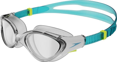 Speedo biofuse 2.0 zwembril dames - ergonomische duikbril volwassenen - anti condens uv-bescherming - professionele zwembril met drukknopsluiting - superzachte afdichting - clear blauw