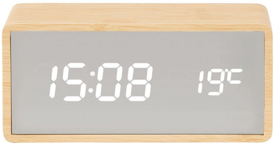 Karlsson wekker mirror - bruin - 16x15x7cm - modern - wekker voor slaapkamer - wekkers