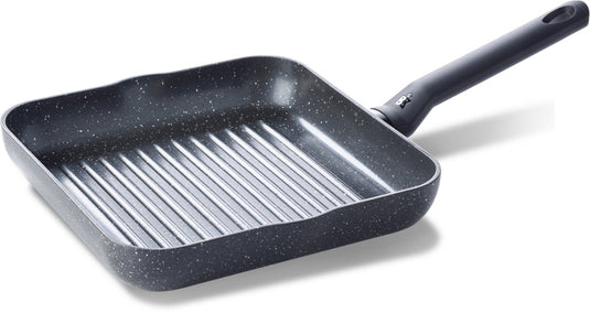 Bk universe grillpan 26x26cm - pfas-vrije antikleeflaag - grillpan inductie - keramische pan - ovenbestendig tot 160°c - koudgreep - zwart graniet