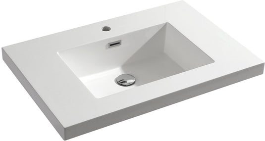 Differnz meubelwastafel reno rechthoek 75x50x5cm polybeton wit 1 kraangat overloop