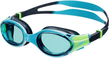 Speedo biofuse 2.0 zwembril kind - ergonomische duikbril kinderen 6-14 jaar - anti condens uv-bescherming - junior zwembril met drukknopsluiting - superzachte afdichting - blauw groen