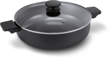 Brabantia vanta hapjespan met deksel -ø 28cm - sauteerpan - keramische antiaanbaklaag titanium versterkt - geschikt voor inductie - 100% pfas vrij - zwart
