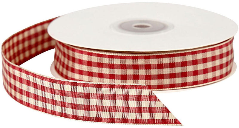 Afbeelding laden in galerijviewer, Creativ company geruit lint, b: 20 mm, antiek rood wit, 25 m

