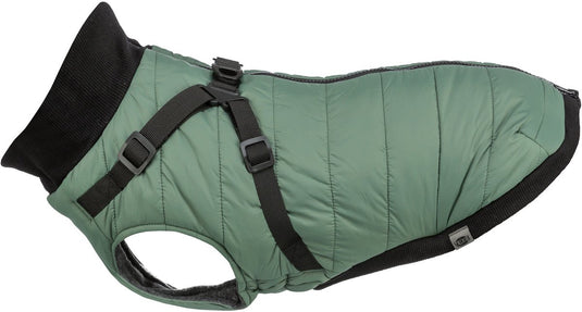 Trixie hondenjas - saliegroen 33cm - geïntegreerd tuig, fleece voering, reflecterende elementen