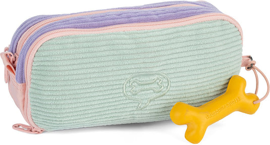 Stones and bones rowan 2.0 - etui - pennenzak voor kinderen - 3 vakken - corduroy - lavendel aqua