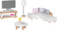 Goki poppenhuismeubeltjes: design woonkamer, 15-delig, 9,5x3x4cm (televisiekast), beukenhout en stof, 3+