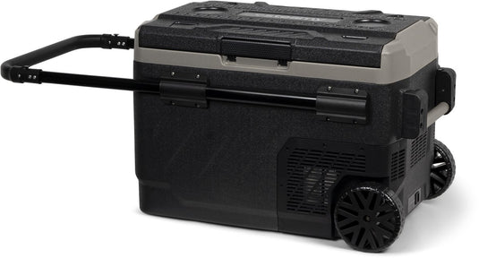 Steamy -e dual zone roller elektrische compressor koelbox op wielen - dual zone - 40 liter - 12v en 230v - voor auto en camping - zwart