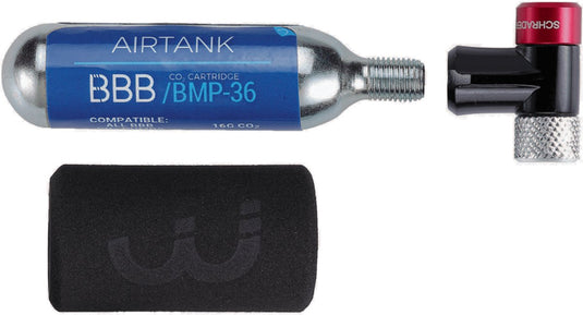 Bbb cycling co2 pomp - airspeed - fietspomp racefiets inclusief co2 patroon 16 gram - eenvoudig en veilig - mini pomp - bmp-32