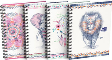 Oxford boho spirit spiraalblok, ft a6, 50 bladzijden, geruit 5 mm, geassorteerde kleuren