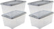 Iris new topbox opbergbox - 45l - kunststof - transparant zilvergrijs - set van 4