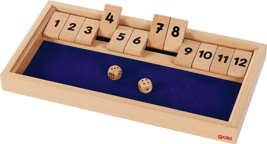 Goki dobbelspel - shut the box - hout - 2 dobbelstenen - 6 jaar