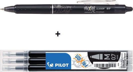 Pilot frixion - clicker zwart + 3 vullingen - in blister