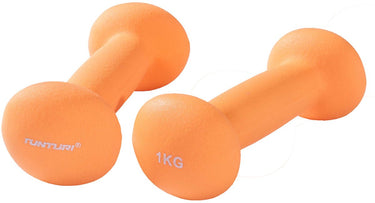 Tunturi dumbbell set - 2 x 1,0 kg - neopreen - fluor oranje - incl. gratis fitness app