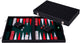 Engelhart backgammon 15 inch - groen, rood wit ingelegd bord - luxe kunststof koffer met handvat -