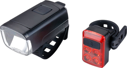 Bbb cycling stud50 combofietslampjes led set wit en rood - fietsverlichting set - usb oplaadbaar - voorlicht 200 lumen achterlicht 50 lumen - bls-231