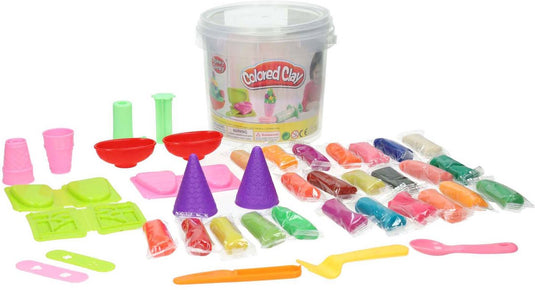 Lobbes speelgoed bv lobbes kleiset opbergbox ijsjes - 24 kleuren klei creatief speelgoed.