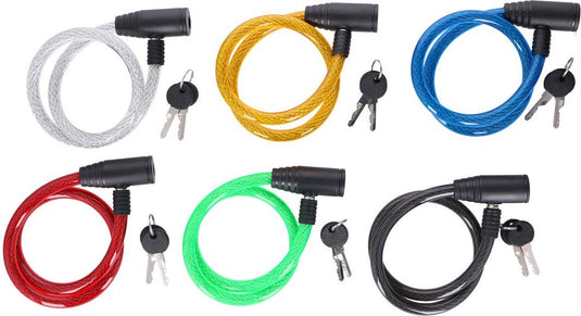Dunlop kabelslot ø12 mm x 65 cm - fietsslot met plastic ommantel - kabelslot voor fiets en scooter - inclusief 2 sleutels - 1 willekeurige kleur
