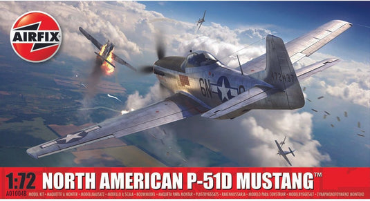 Airfix modelbouwpakket militaire voertuigen - 01004b north american p-51d mustang plane plastic - 1:72 - modelbouw