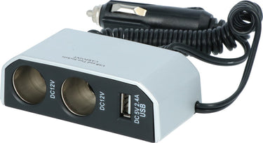 Carpoint 2-weg stekkerdoos 2x12v 1xusb 2.4a