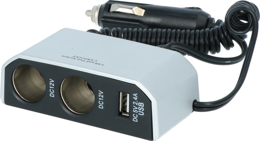 Carpoint 2-weg stekkerdoos 2x12v 1xusb 2.4a