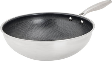 Cosy trendy hexapro wokpan - ø28x9cm - pfas-vrij - inductie wokpan - ovenbestendig tot 200°c - snelle opwarming – zonder deksel - zilver-grijs