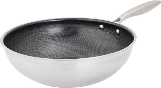 Cosy trendy hexapro wokpan - ø28x9cm - pfas-vrij - inductie wokpan - ovenbestendig tot 200°c - snelle opwarming – zonder deksel - zilver-grijs