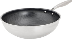 Cosy trendy hexapro wokpan - ø28x9cm - pfas-vrij - inductie wokpan - ovenbestendig tot 200°c - snelle opwarming – zonder deksel - zilver-grijs