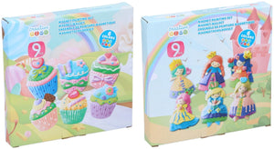 Creative kids magneet schilder set kinderen - knutselset met verf en kwast - 6 kleuren - prinses of cupcake thema - 1 willekeurige variant