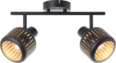 Brilliant tyas - plafondspot - e14 max 2x28w - zwart goudkleurig