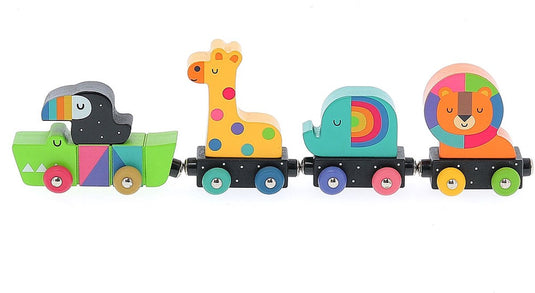 Vilac houten dierentrein speelgoed - kleurrijke magnetische dieren.