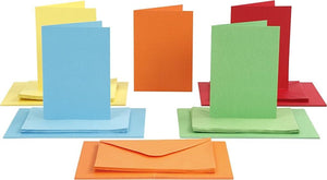 Creativ company kaarten en enveloppen, afmeting kaart 10,5x15 cm, afmeting envelop 11,5x16,5 cm, 5x10 sets, kleuren assorti