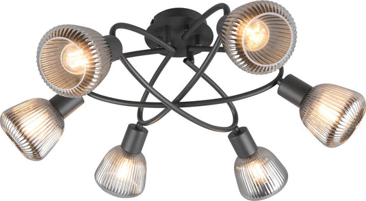 Trio tarifa - plafondlamp - zwart mat - excl. 6x e14 4 w - plafondbevestiging