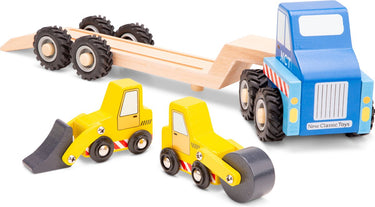 New classic toys ® houten vrachtwagen voor bouwtransport - inclusief 2 bouwvoertuigen