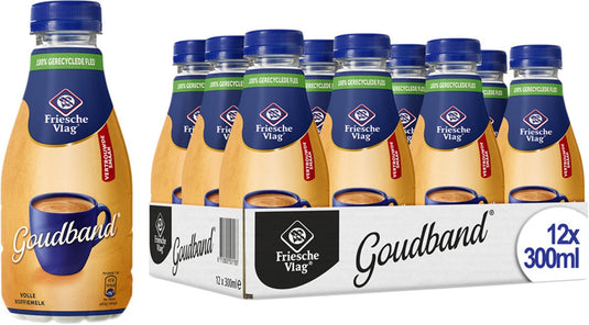 Friesche vlag goudband – koffiemelk – pet flesjes – 12 x 300 ml – voordeelverpakking