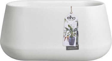 Elho pure cone long wheels 75 - grote plantenbak voor binnen en buiten - gemaakt van gerecycled plastic - l74.0 x h35.8 cm - wit