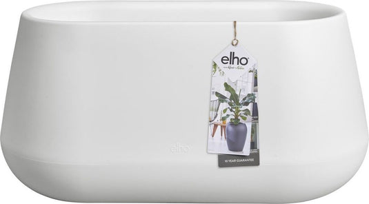 Elho pure cone long wheels 75 - grote plantenbak voor binnen en buiten - gemaakt van gerecycled plastic - l74.0 x h35.8 cm - wit