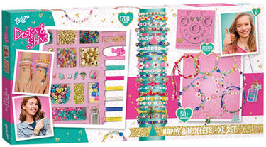 Totum xl armbandjes knutselset - 50 armbandjes maken 1700+ stuks - design shine happy bracelets fashion knutselset cadeau tip creatief speelgoed meisjes vanaf 6 jaar