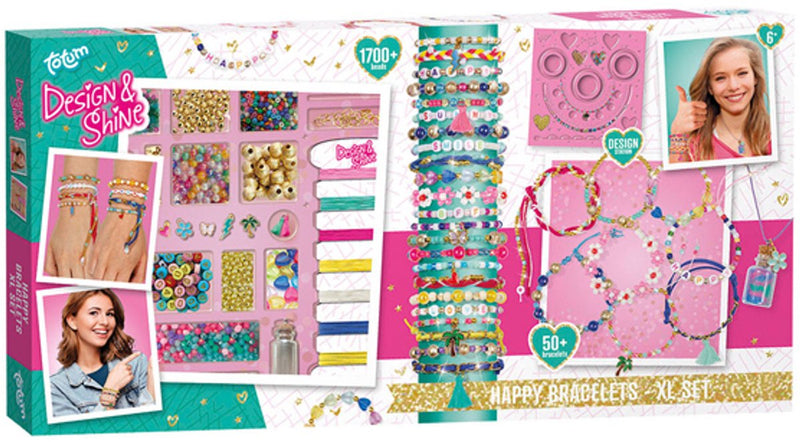 Load image into Gallery viewer, Totum xl armbandjes knutselset - 50 armbandjes maken 1700+ stuks - design shine happy bracelets fashion knutselset cadeau tip creatief speelgoed meisjes vanaf 6 jaar
