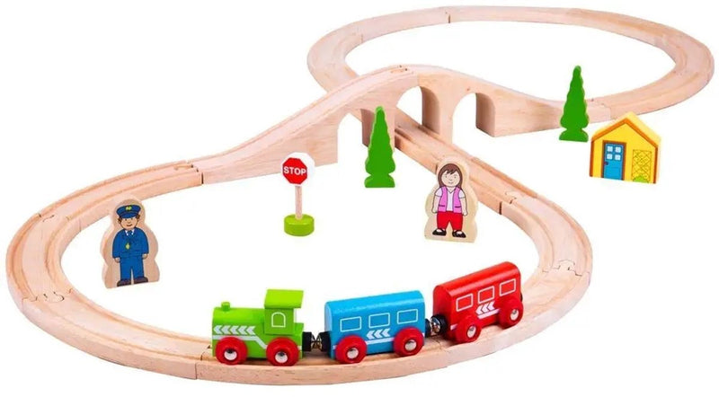 Load image into Gallery viewer, Bigjigs houten treinbaan - - 8-vormig - 26-delig
