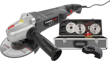 Powerplus elektrische haakse slijper poweset2 - 900w slijpmachine - slijpschijf 125mm ᴓ, compact, met 6 acc., opbergkoffer