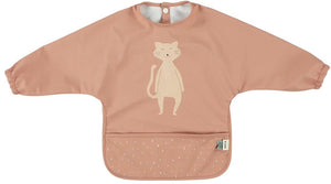 Trixie slab met mouwen - waterdicht baby slabbetje mrs. cat roze.