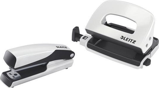 Leitz nexxt metalen mini nietmachine en perforator set - niet tot 10 vel - inclusief nietjes - wit - ideaal voor thuiskantoor thuiswerkplek