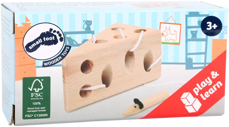 Load image into Gallery viewer, Small foot - kaas en muis houten rijgspel
