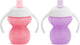 Munchkin drinkbeker 2-pack - click lock bite proof trainer cup - bijtbestendige drinkbeker voor baby's - overgangsbeker - vanaf 6 maanden - beker met handgrepen - 207ml - paars roze