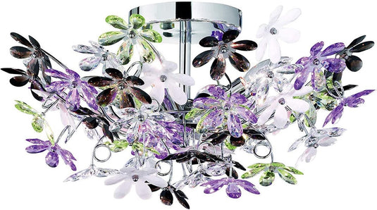 Rl live your light reality flower - plafondlamp - chroom - excl. 4x e14 4 w - patroon bescherming