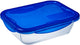 Pyrex - cook go schaal rechthoek met deksel 2-delig - transparant - blauw - borosilicaatglas - polypropyleen - siliconand