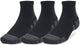 Under armour ua performance tech 3pk qtr-blk unisex sportsokken - zwart - jet grijs