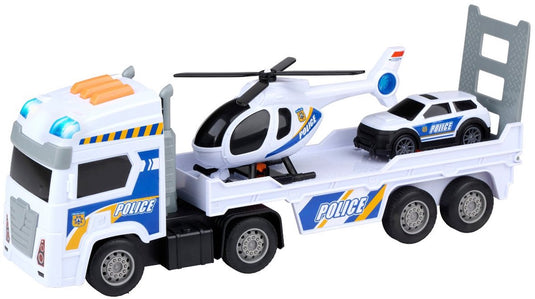 Eddy toys gearbox politie vrachtwagen set - politieauto, helikopter en vrachtwagen
