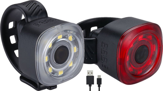 Bbb cycling spirit minilamp fietsverlichting set - fietsverlichting usb oplaadbaar - 30 lumen voorlicht 12 lumen achterlicht - waterdicht - lange accuduur - bls-227